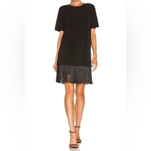 Le Superbe NWT Fitzgerald Fringe Short Sleeve Dress Size Small in Solid Black